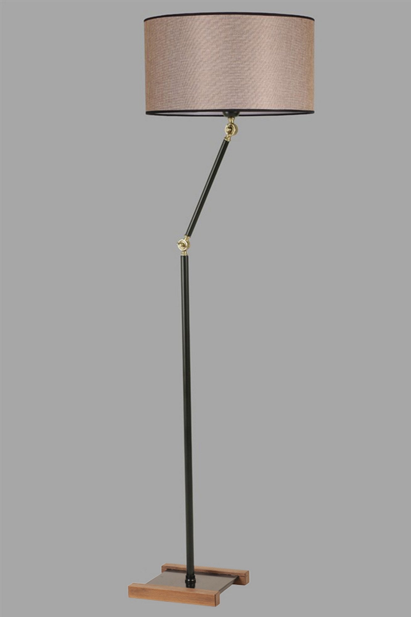 Candeeiro de Pé – 165 cm – Preto, Dourado, Vison – Metal