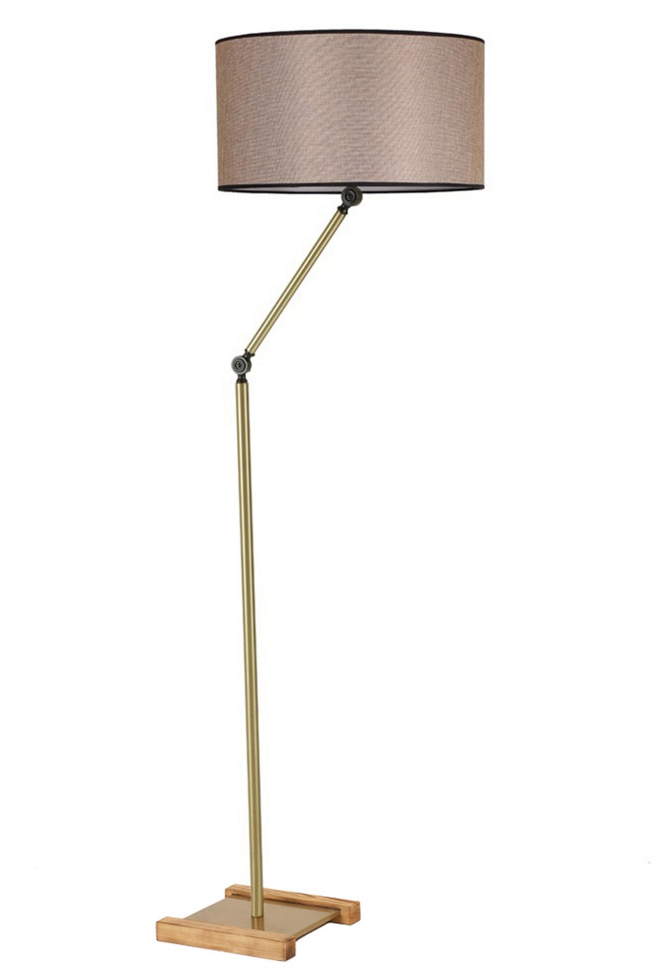 Candeeiro de Pé – 165 cm – Dourado e Bege – Metal e Tecido