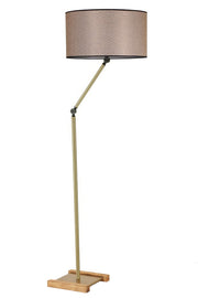 Candeeiro de Pé – 165 cm – Dourado e Bege – Metal e Tecido