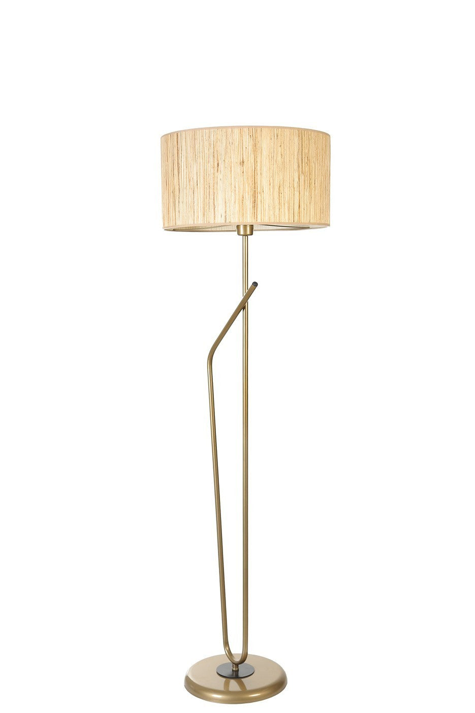 Candeeiro de Pé – 155 cm – Carvalho e Dourado – Metal e Tecido