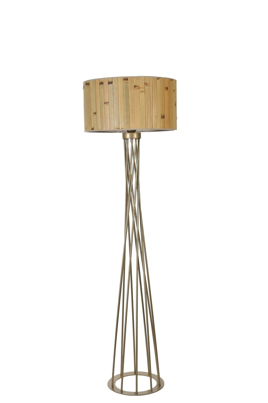 Candeeiro de Pé – 170 cm – Carvalho e Ouro – Metal