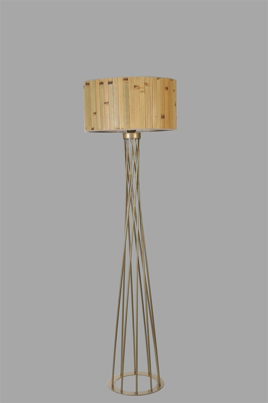 Candeeiro de Pé – 170 cm – Carvalho e Ouro – Metal
