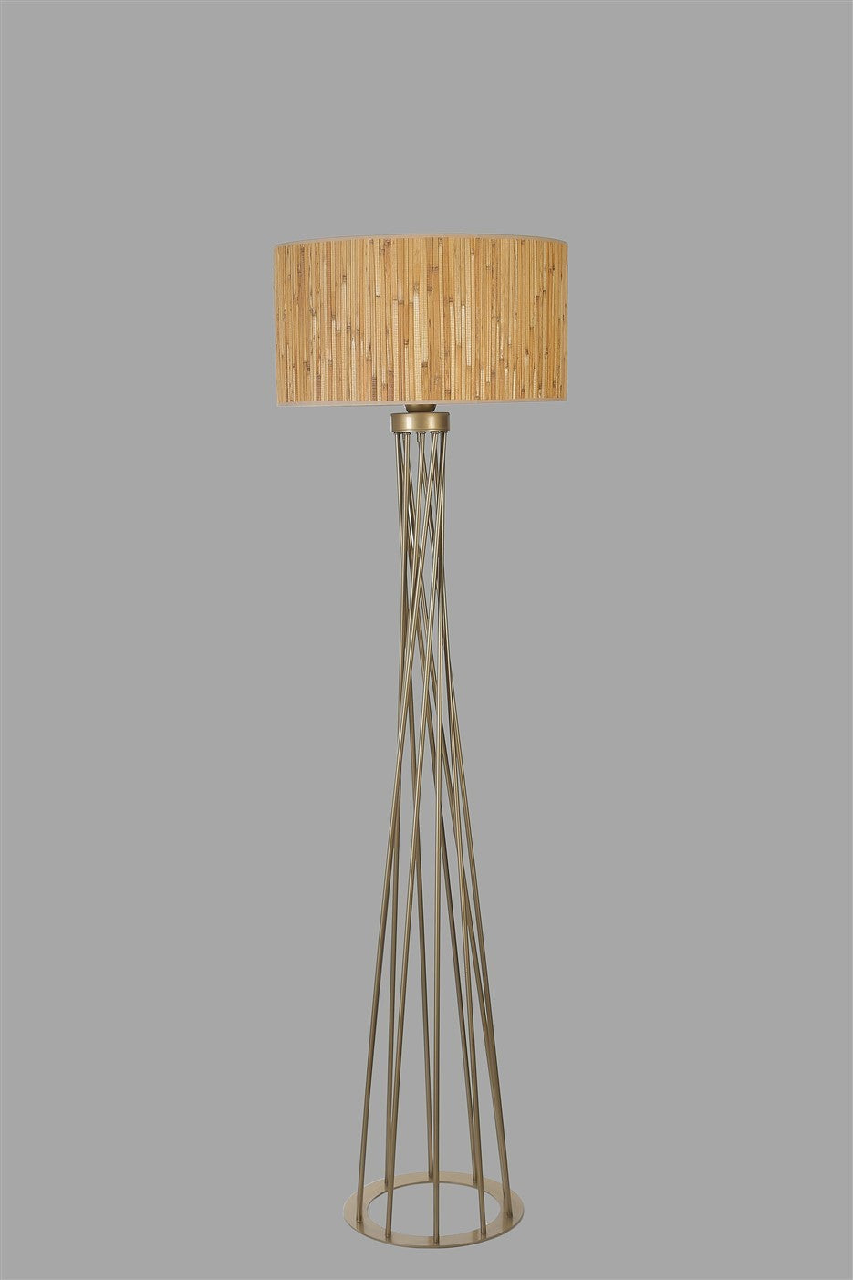 Candeeiro de Pé – 170 cm – Carvalho e Ouro – Metal