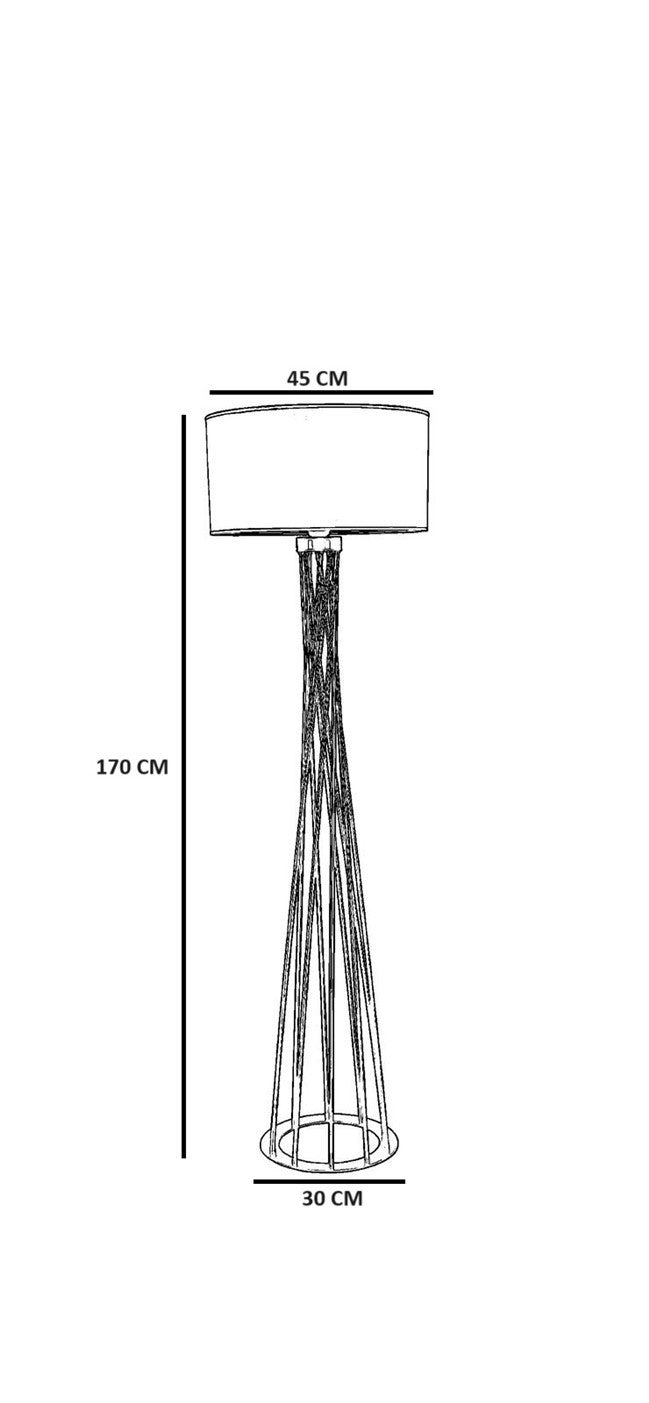 Candeeiro de Pé – 170 cm – Carvalho e Ouro – Metal