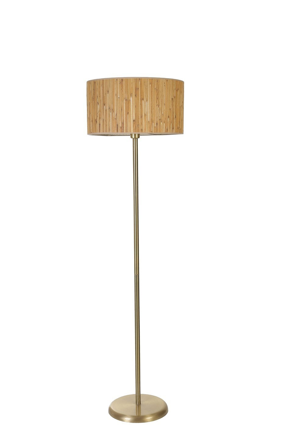 Candeeiro de Pé – 162 cm – Carvalho e Ouro – Metal e Bambu