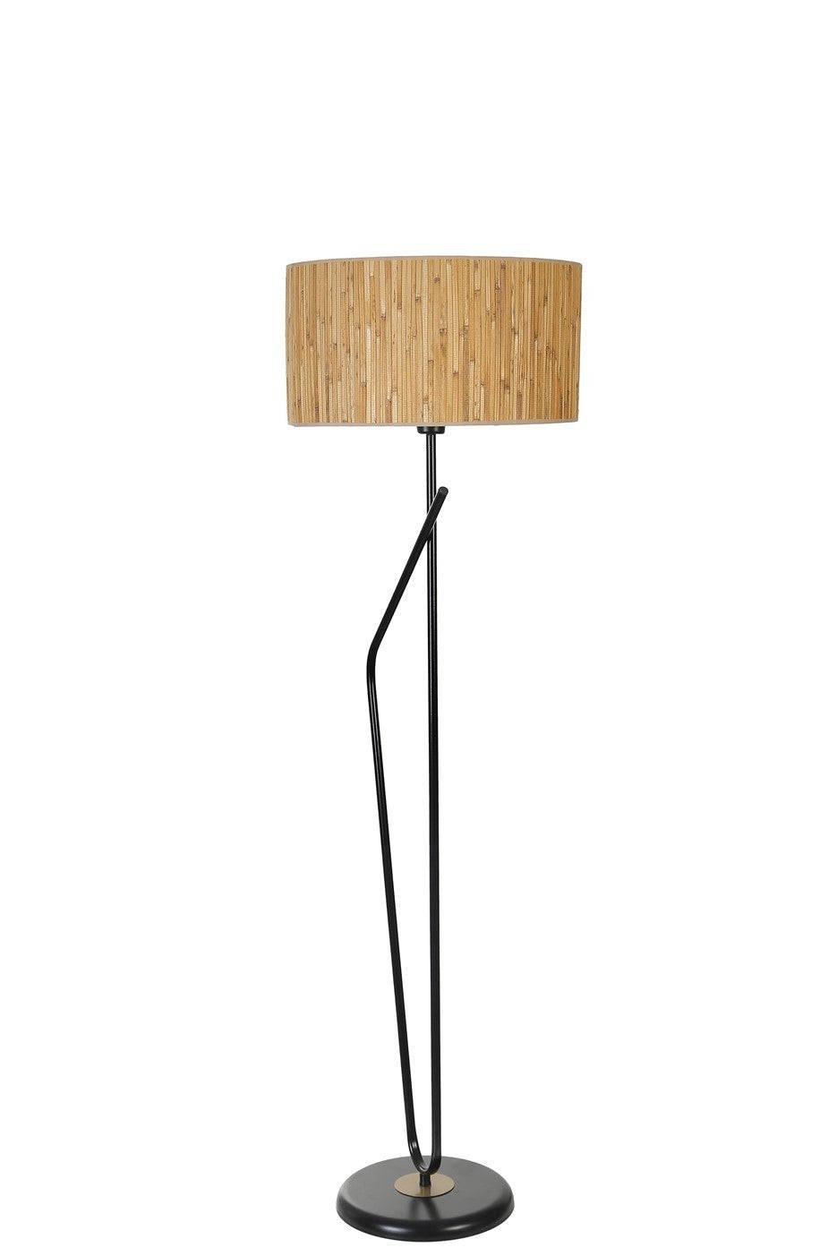 Candeeiro de Pé – 155 cm – Carvalho e Preto – Metal