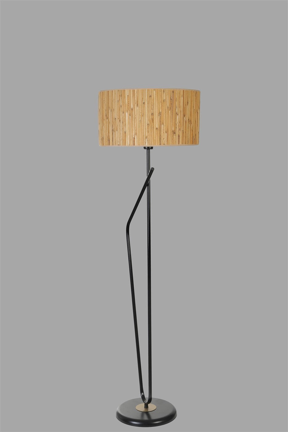 Candeeiro de Pé – 155 cm – Carvalho e Preto – Metal