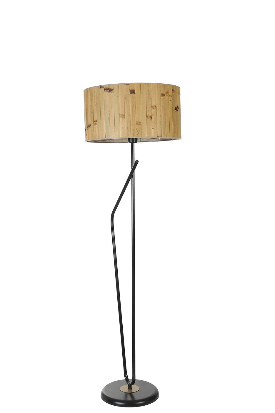 Candeeiro de Pé – 155 cm – Carvalho e Preto – Metal