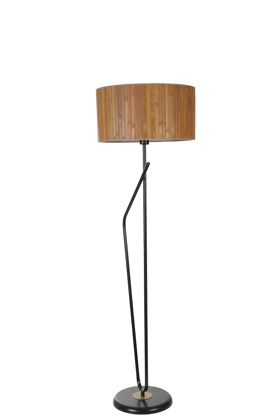 Candeeiro de Pé – 155 cm – Preto – Metal com Cúpula de Tecido