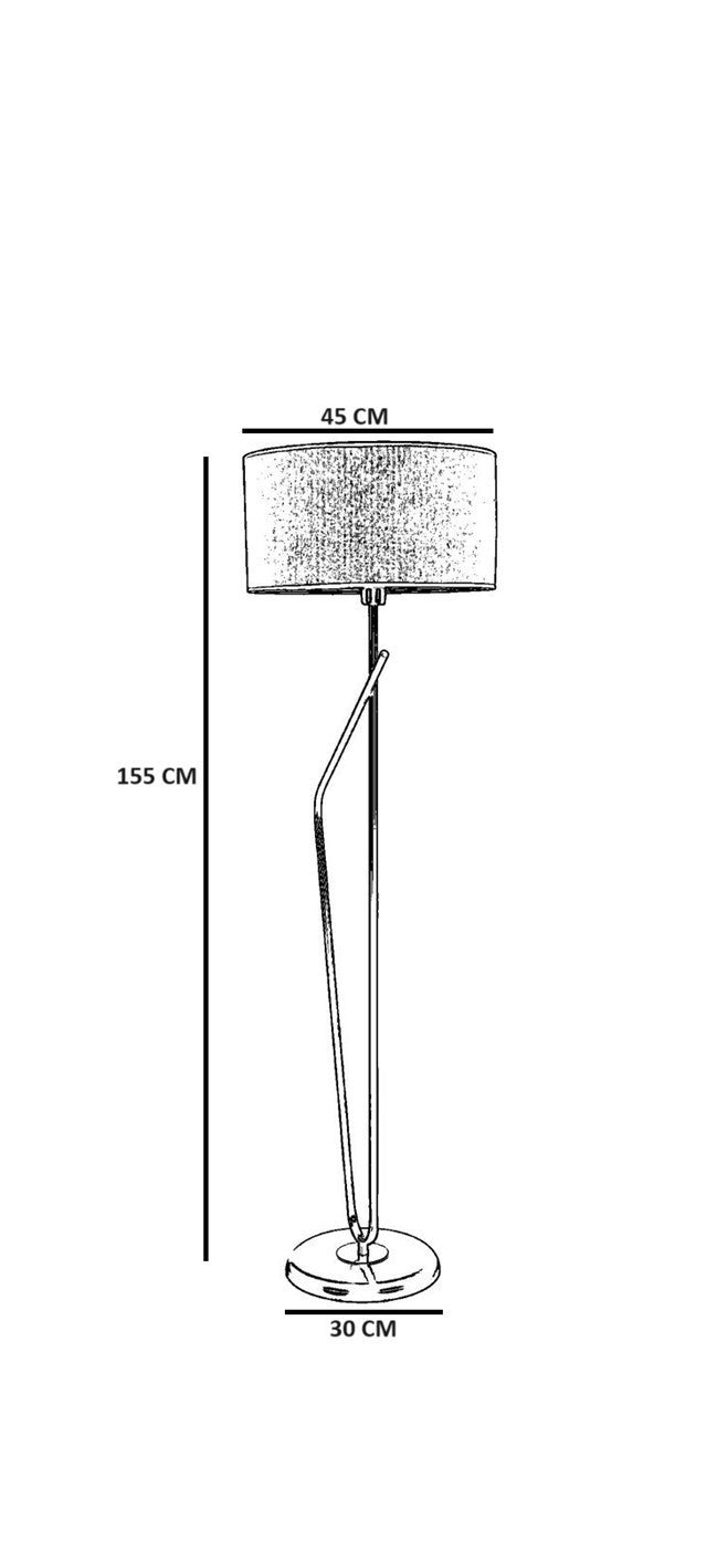 Candeeiro de Pé – 155 cm – Preto – Metal e Tecido