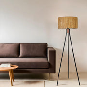 Candeeiro de Pé – 155 cm – Carvalho e Preto – Metal e Madeira