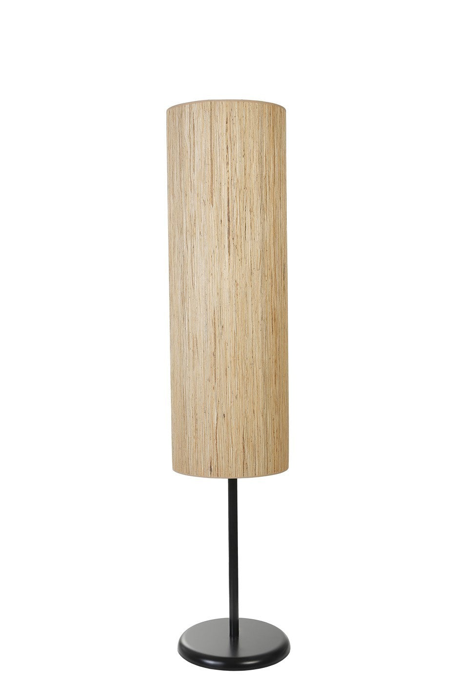 Candeeiro de Pé – 140 cm – Preto e Carvalho – Metal e Bambu