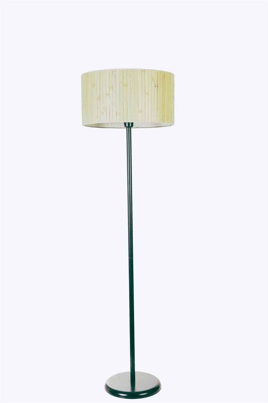 Candeeiro de Pé – 162 cm – Preto e Carvalho – Metal e Bambu