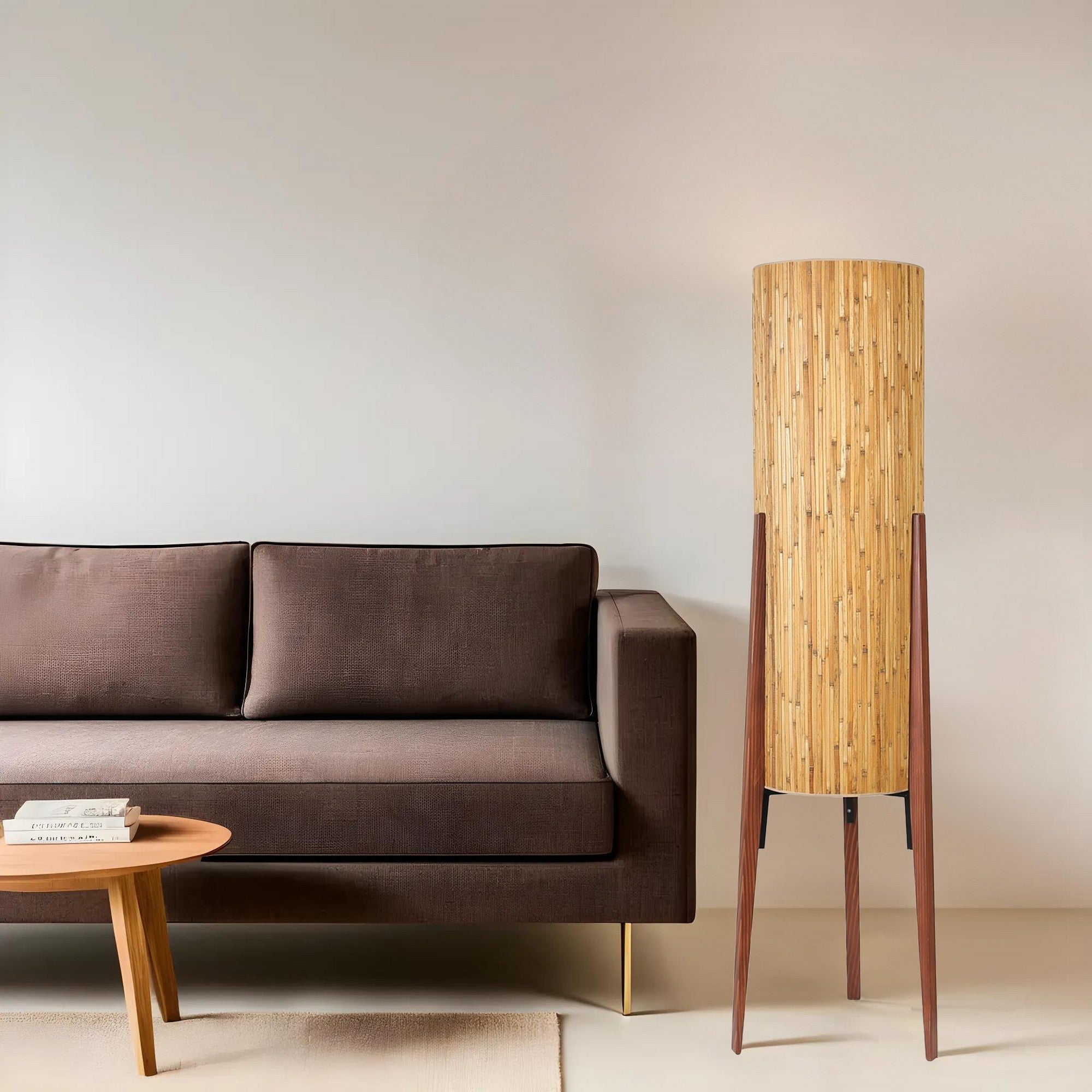 Candeeiro de Pé – 140 cm – Carvalho e Noz – Metal ou Madeira