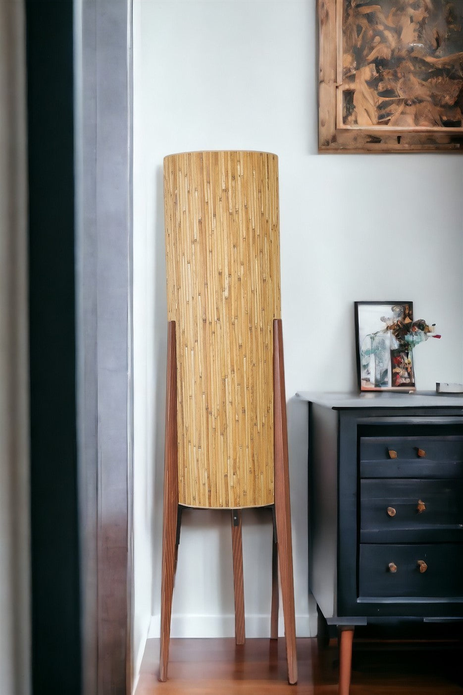 Candeeiro de Pé – 140 cm – Carvalho e Noz – Metal ou Madeira