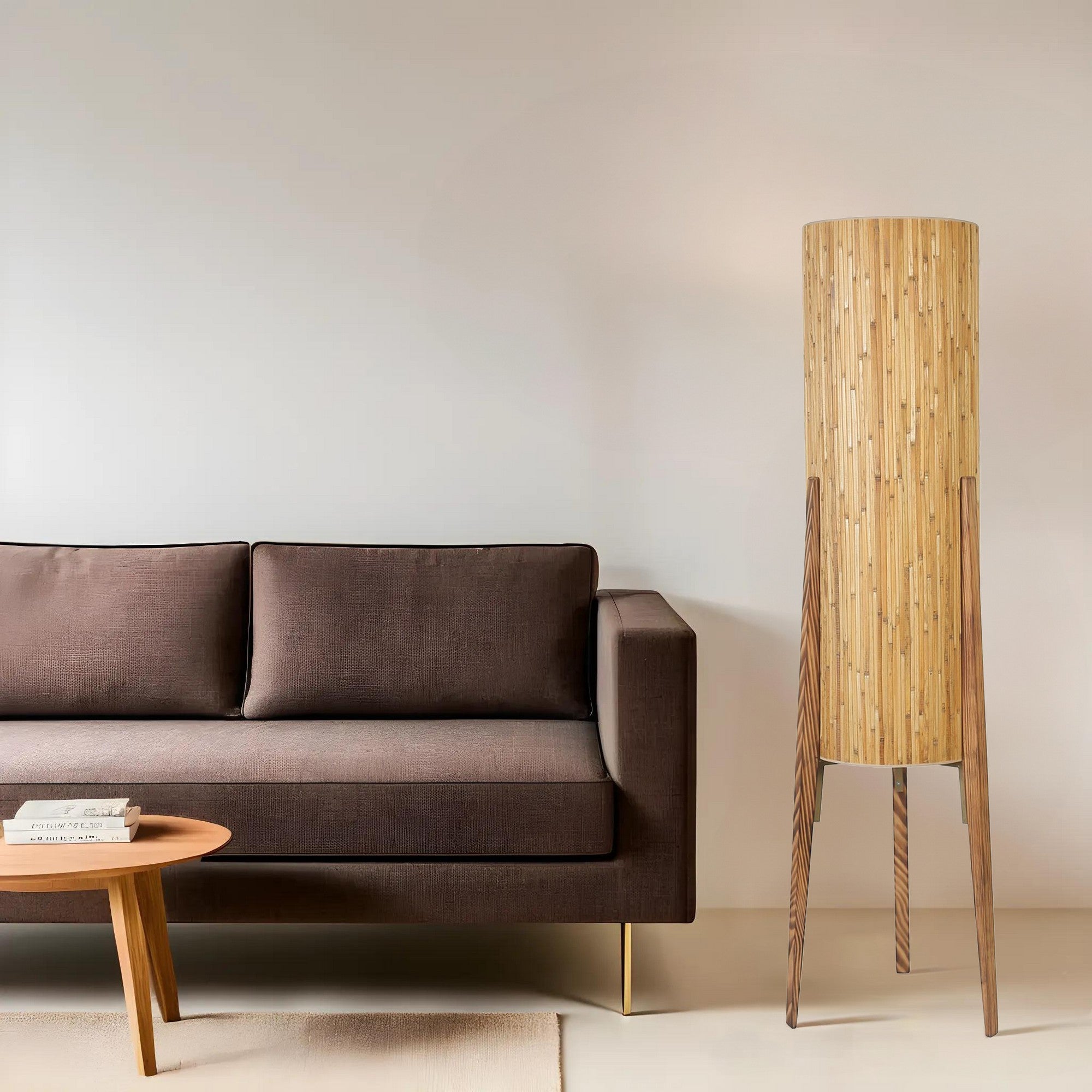 Candeeiro de Pé – 140 cm – Madeira – Metal e Tecido