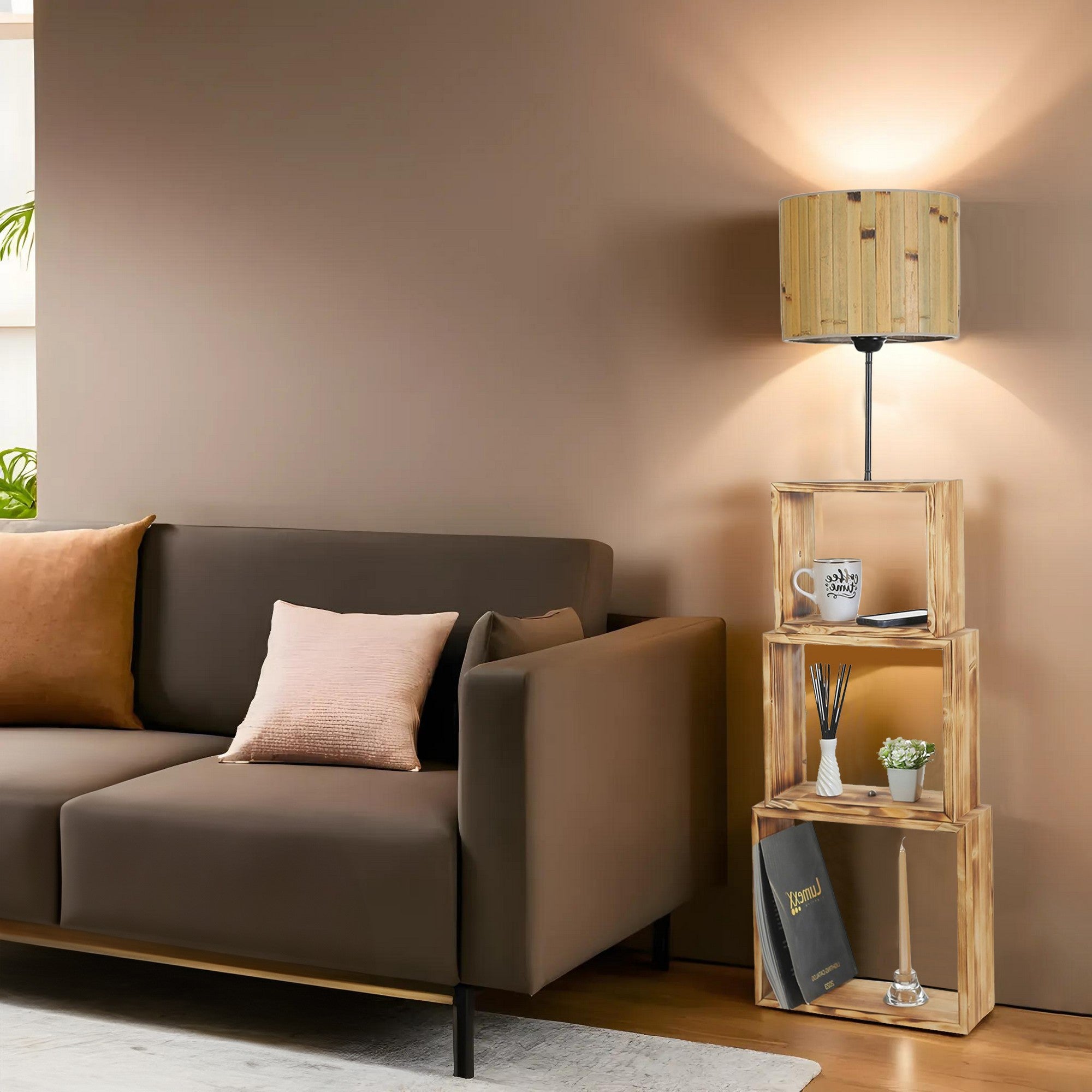 Candeeiro de Pé – 140 cm – Carvalho – Metal/Wood