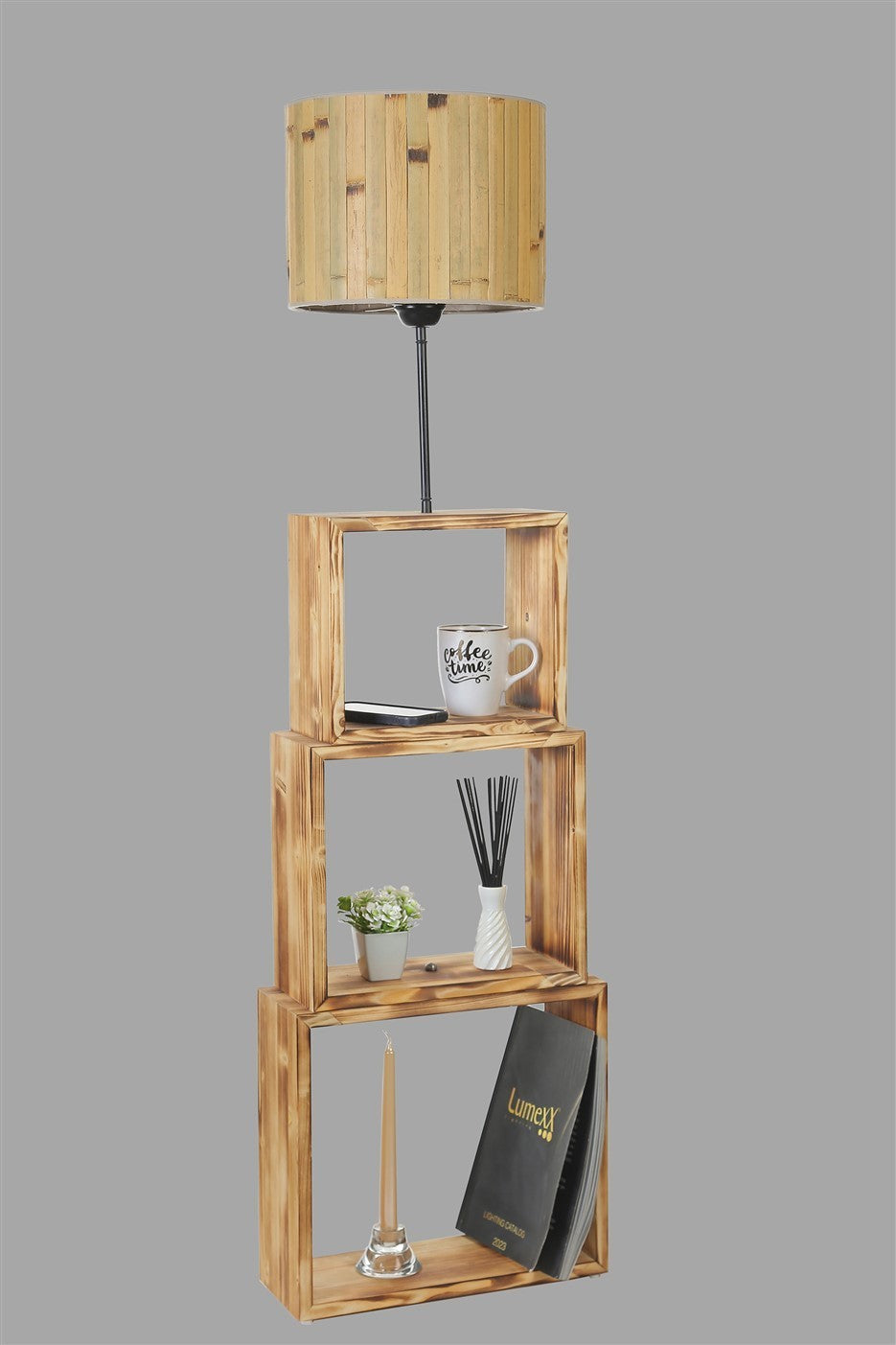 Candeeiro de Pé – 140 cm – Carvalho – Metal/Wood