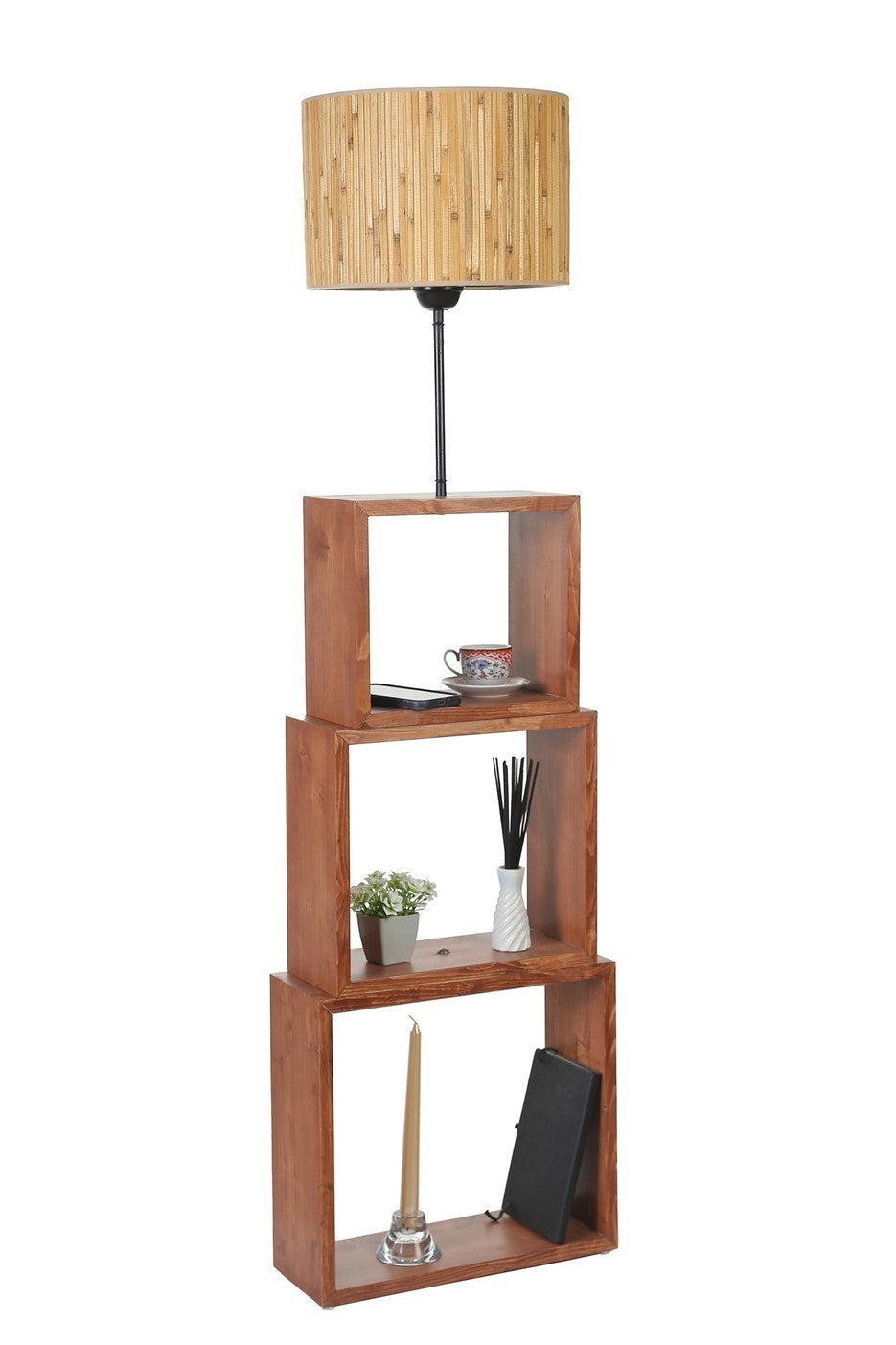 Candeeiro de Pé – 140 cm – Carvalho e Noz – Metal ou Madeira