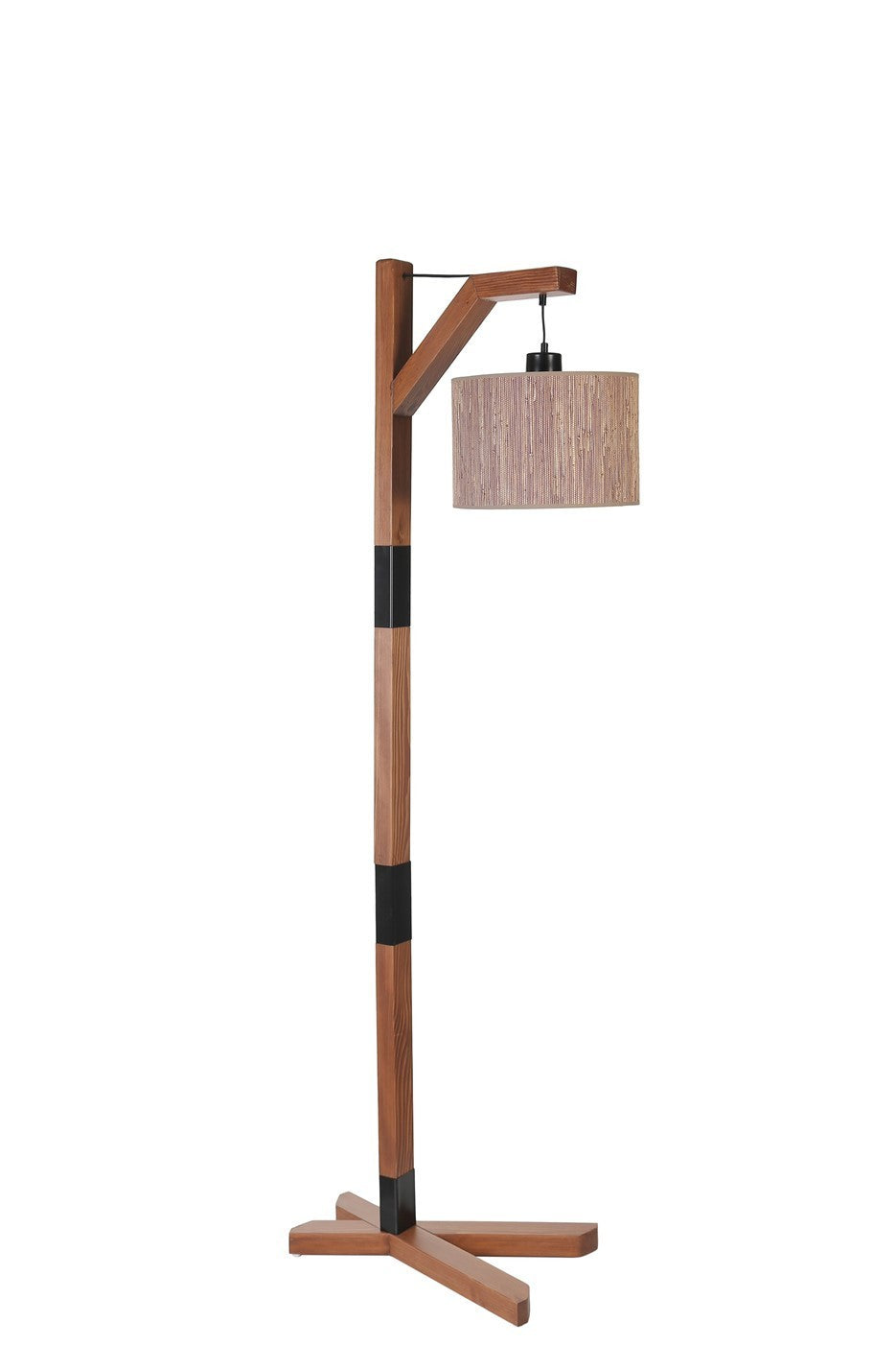 Candeeiro de Pé – 175 cm – Nogueira e Preto – Metal