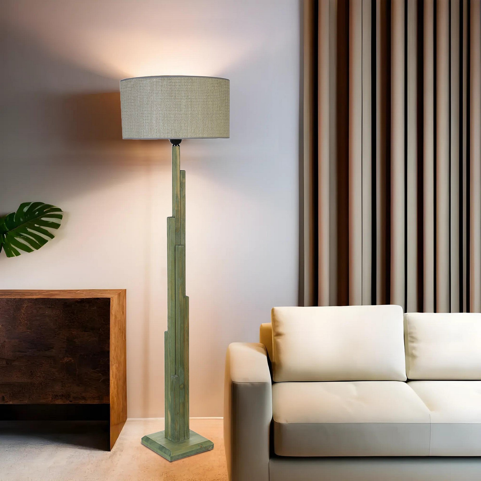 Candeeiro de Pé – 165 cm – Verde – Metal ou Madeira