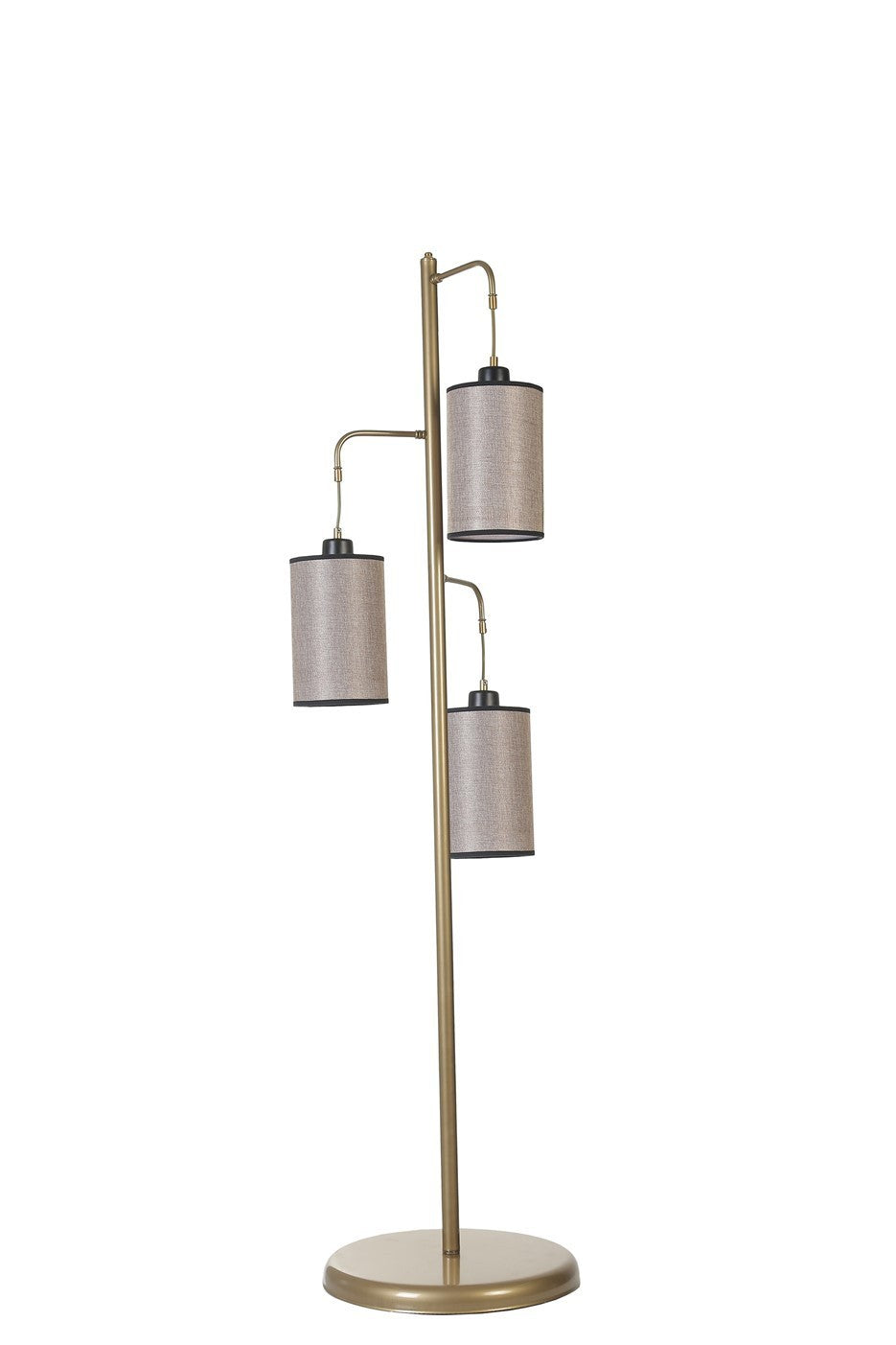 Candeeiro de Pé – 150 cm – Dourado e Cinza – Metal