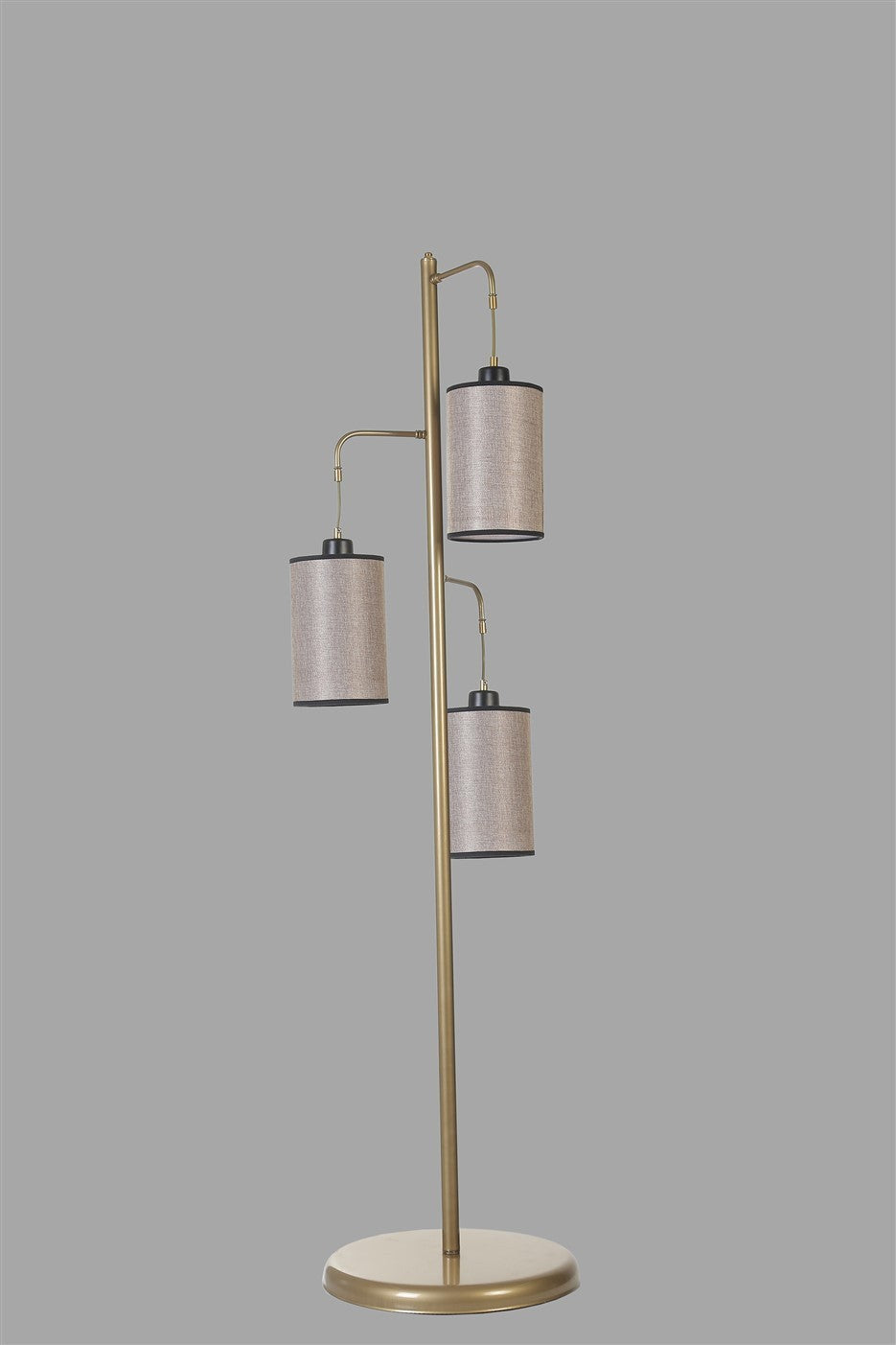 Candeeiro de Pé – 150 cm – Dourado e Cinza – Metal