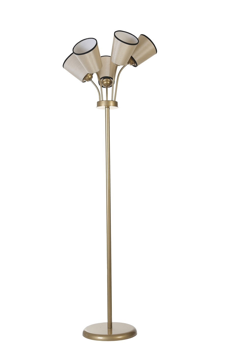 Candeeiro de Pé – 165 cm – Creme e Dourado – Metal e Tecido