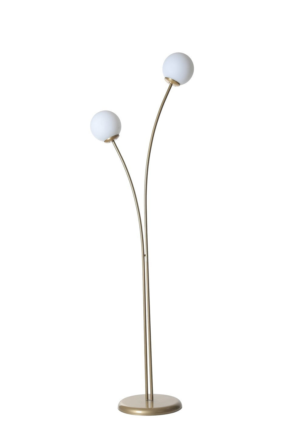 Candeeiro de Pé – 165 cm – Dourado e Branco – Metal e Vidro