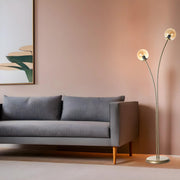 Candeeiro de Pé – 165 cm – Âmbar e Dourado – Metal e Vidro