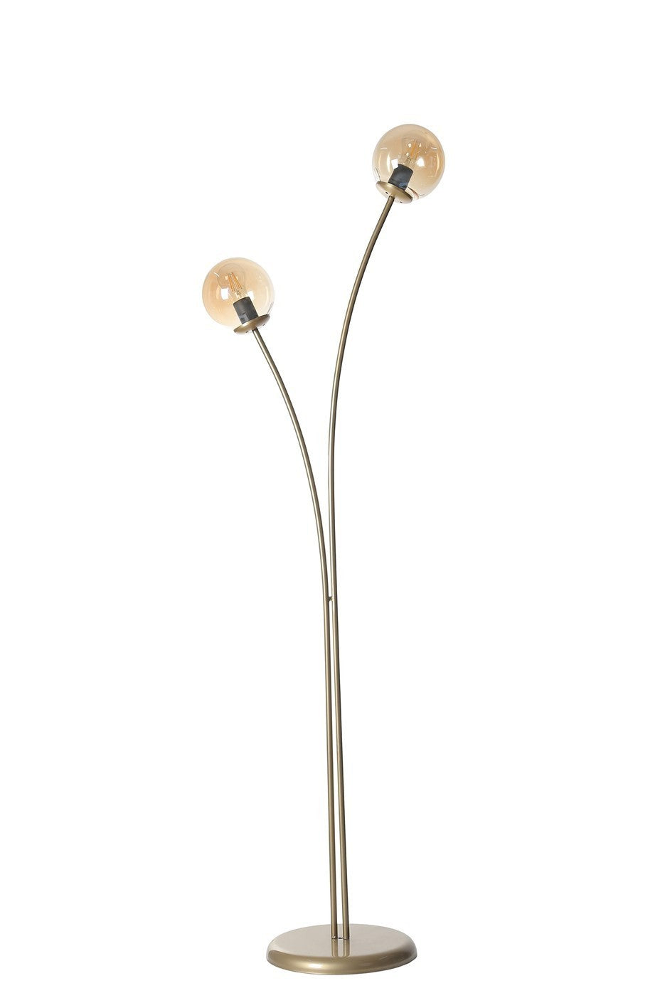 Candeeiro de Pé – 165 cm – Âmbar e Dourado – Metal e Vidro