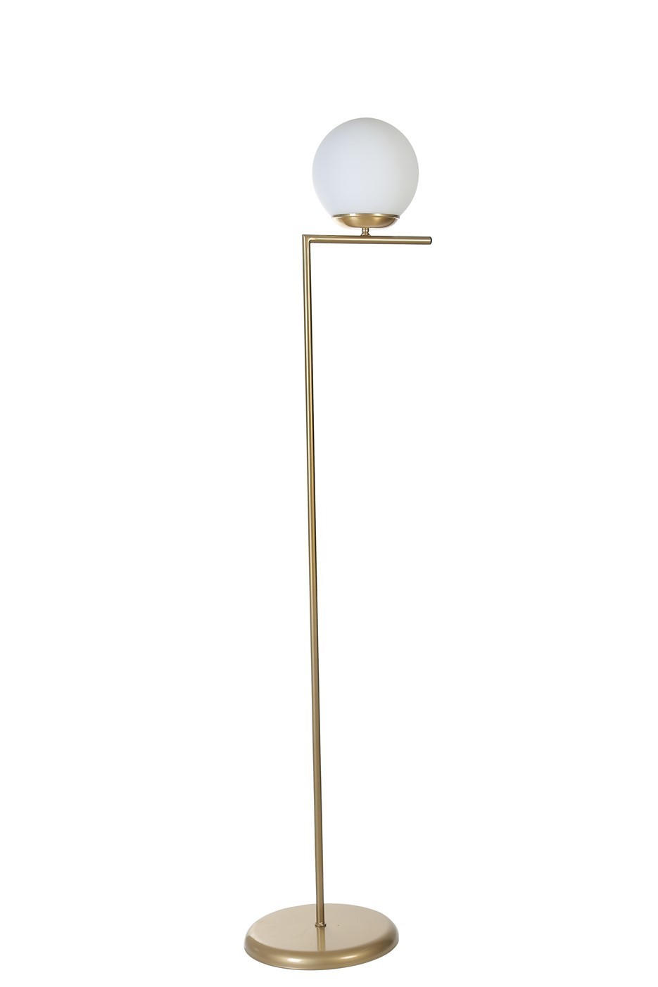 Candeeiro de Pé – 155 cm – Dourado e Branco – Metal e Vidro