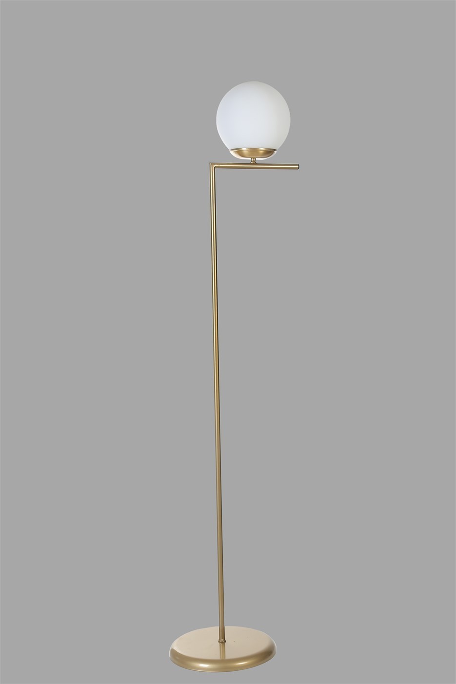 Candeeiro de Pé – 155 cm – Dourado e Branco – Metal e Vidro