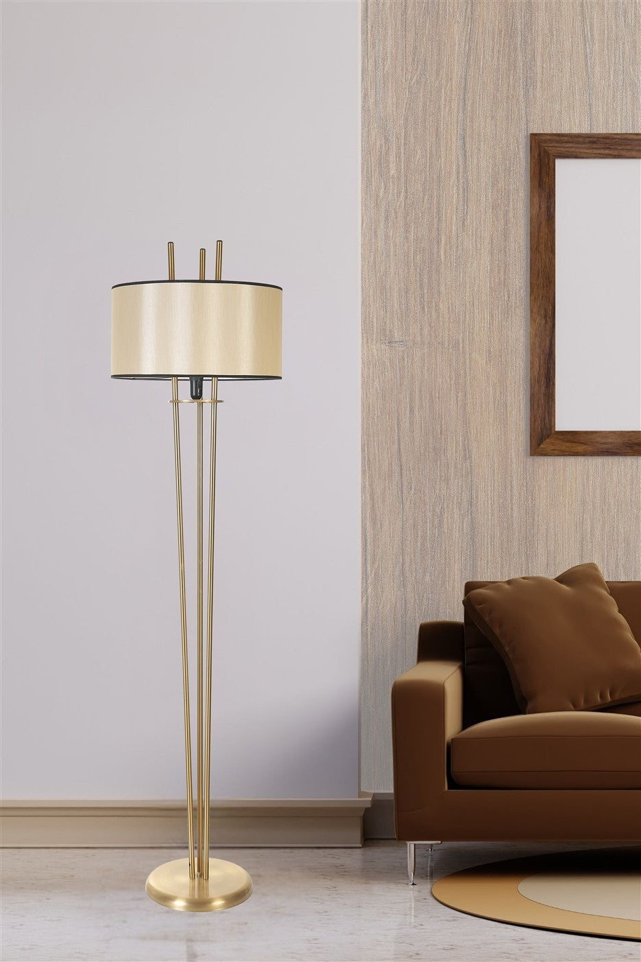 Candeeiro de Pé – 165 cm – Dourado e Preto – Metal