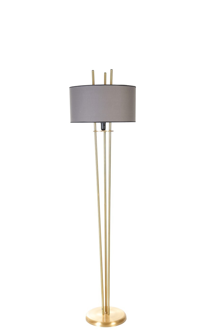 Candeeiro de Pé – 165 cm – Cinza Escuro e Dourado – Metal