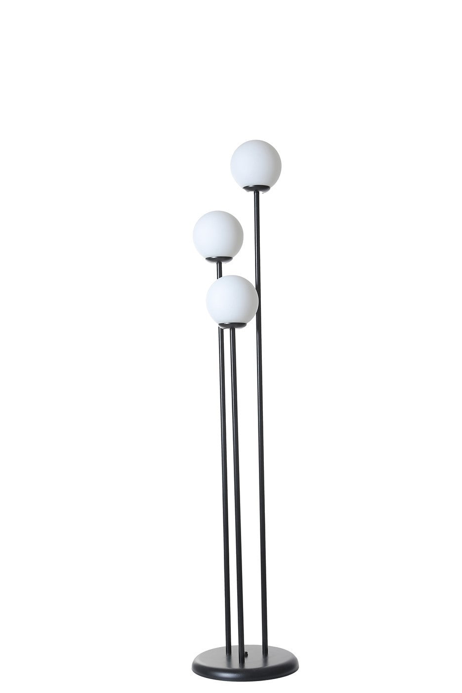 Candeeiro de Pé – 150 cm – Preto e Branco – Metal com Vidro