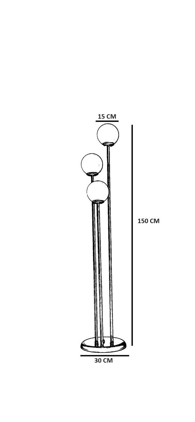 Candeeiro de Pé – 150 cm – Preto e Fumê – Metal e Vidro