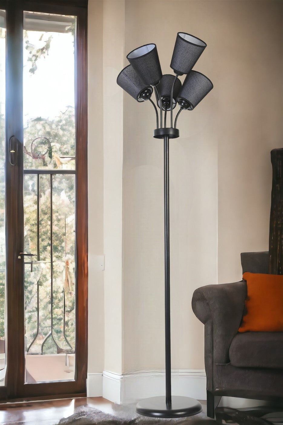 Candeeiro de Pé – 165 cm – Preto – Metal