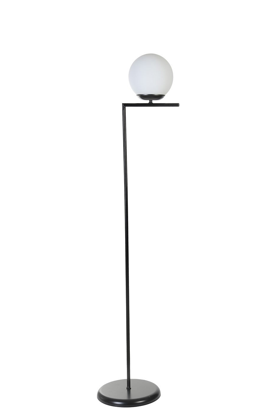 Candeeiro de Pé – 155 cm – Preto e Branco – Metal e Vidro
