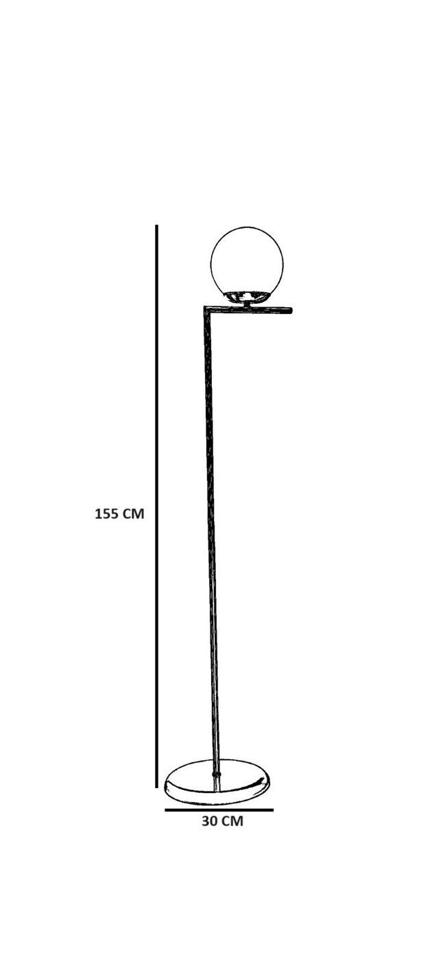 Candeeiro de Pé – 155 cm – Preto e Branco – Metal e Vidro