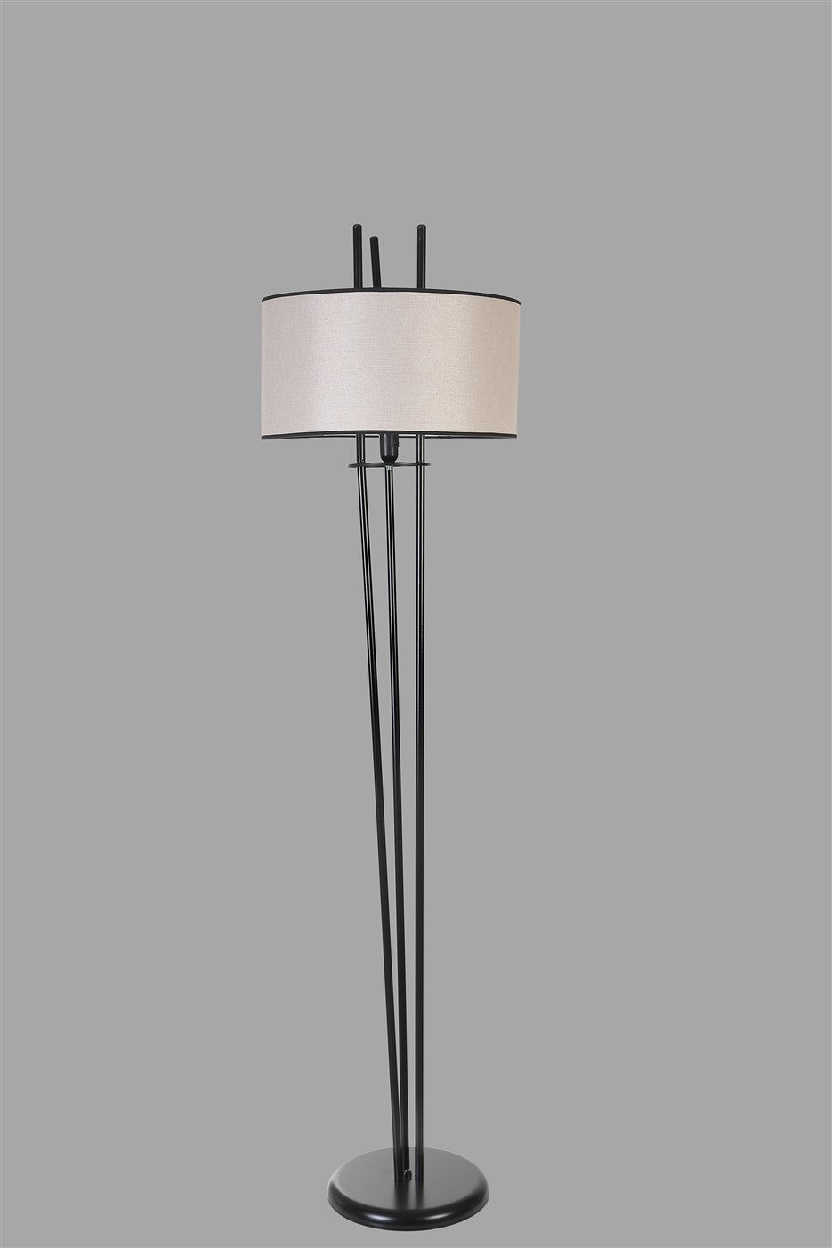 Candeeiro de Pé – 165 cm – Cinza e Preto – Metal