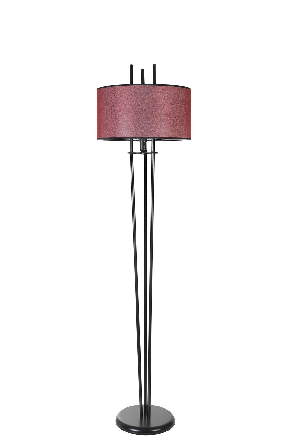Candeeiro de Pé – 165 cm – Preto e Bordô – Metal