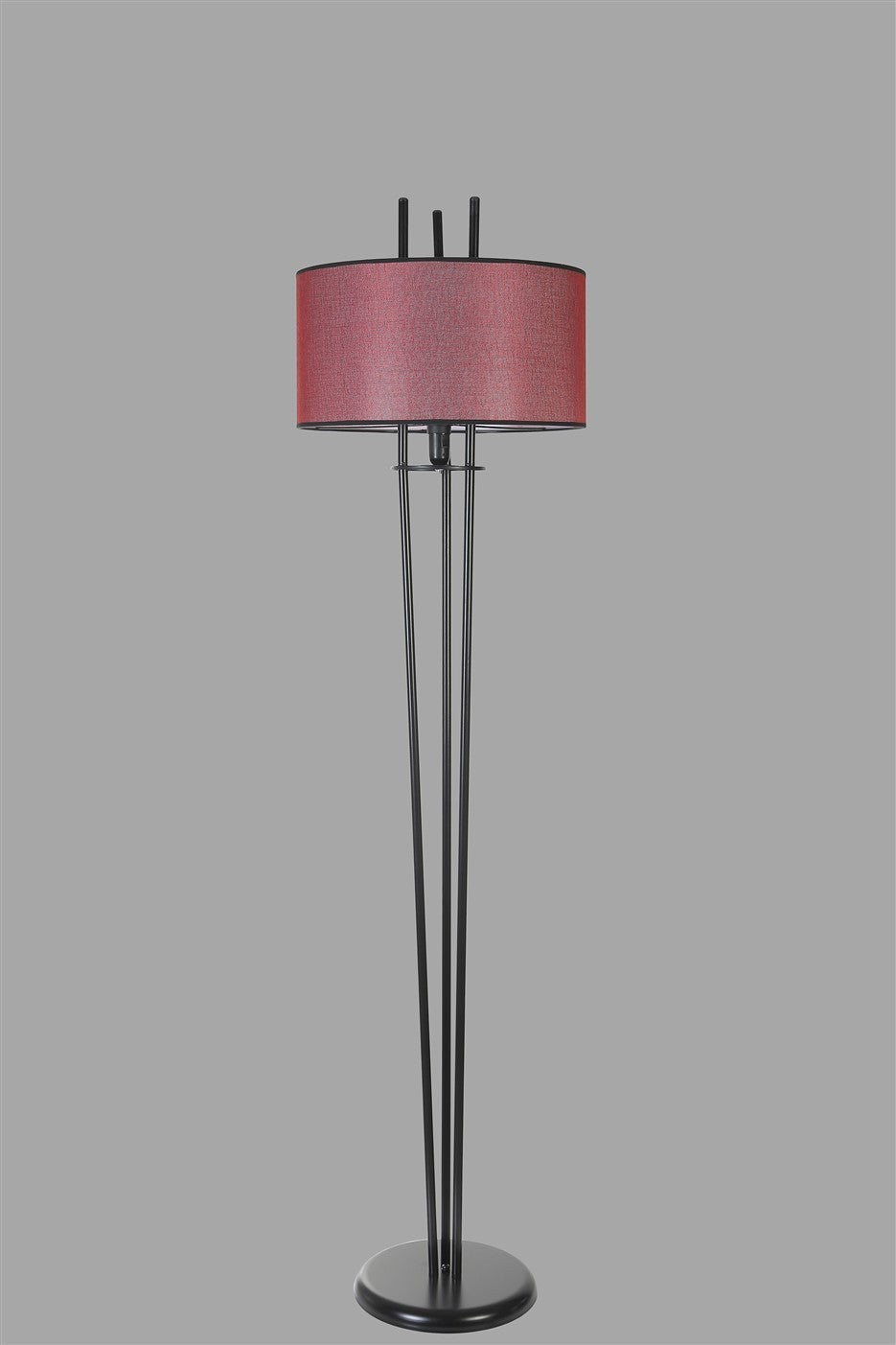 Candeeiro de Pé – 165 cm – Preto e Bordô – Metal