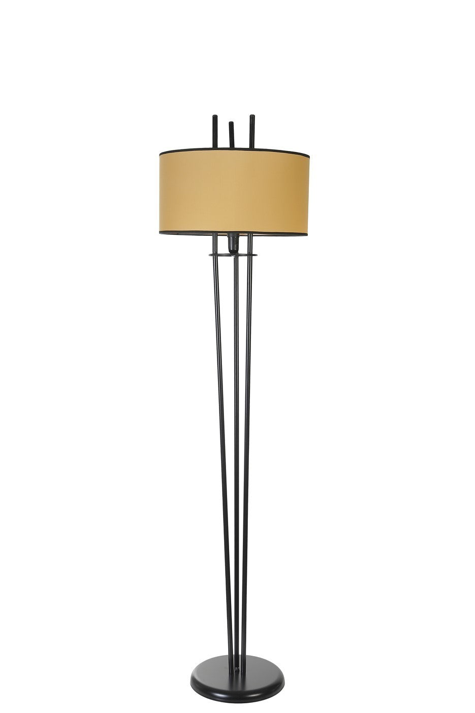 Candeeiro de Pé – 165 cm – Preto e Mostarda – Metal