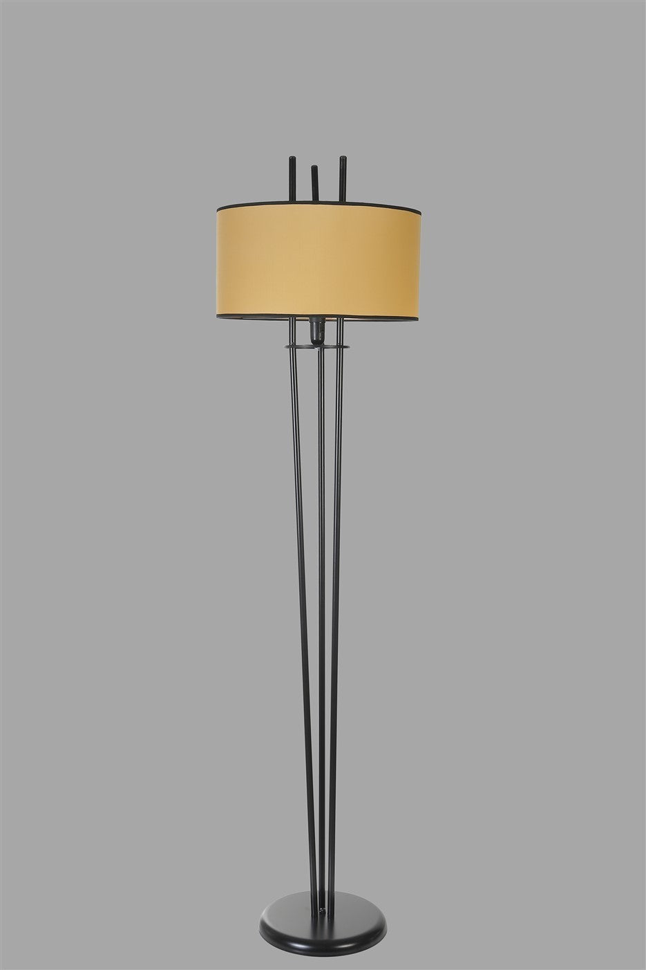 Candeeiro de Pé – 165 cm – Preto e Mostarda – Metal