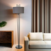 Candeeiro de Pé – 165 cm – Preto e Cinza Escuro – Metal