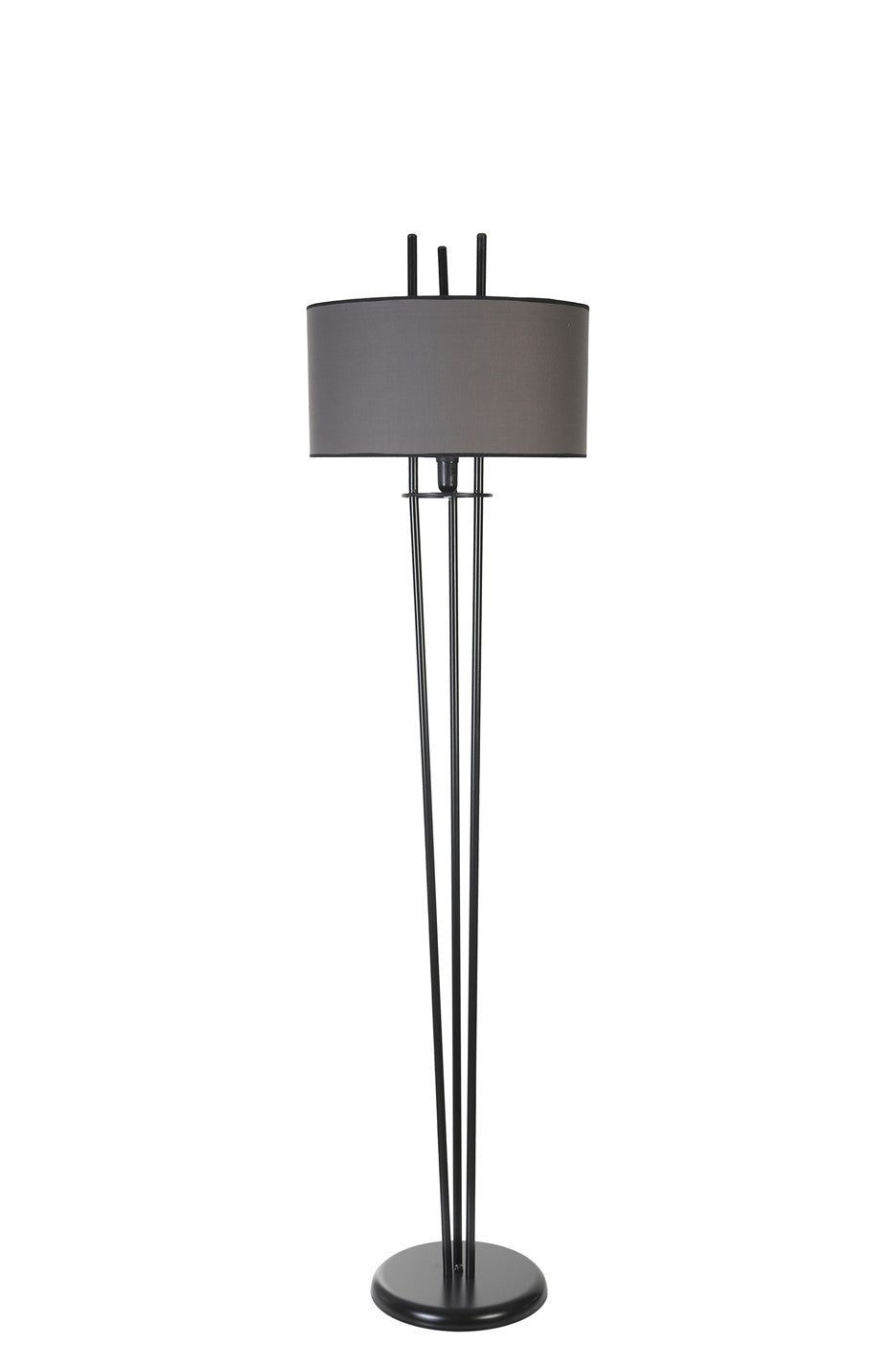 Candeeiro de Pé – 165 cm – Preto e Cinza Escuro – Metal