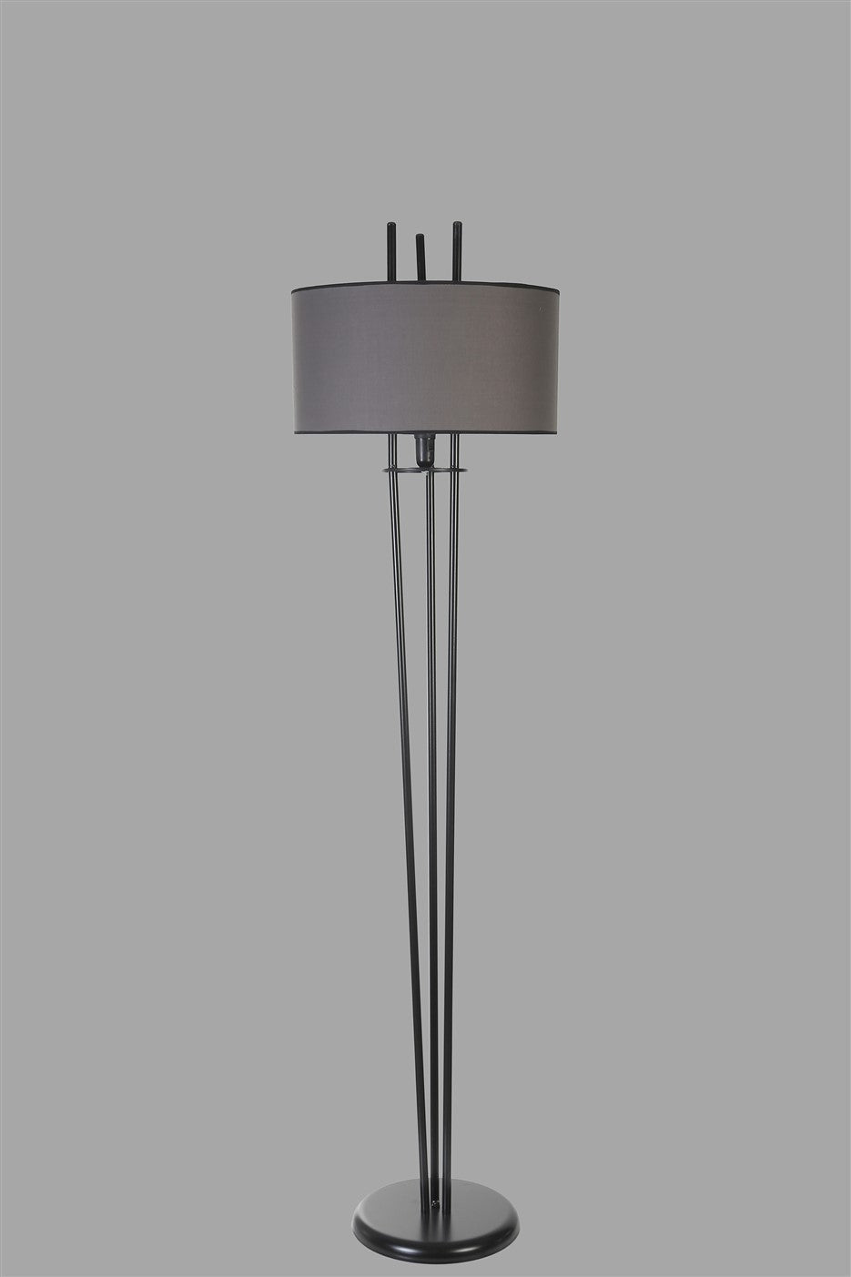 Candeeiro de Pé – 165 cm – Preto e Cinza Escuro – Metal
