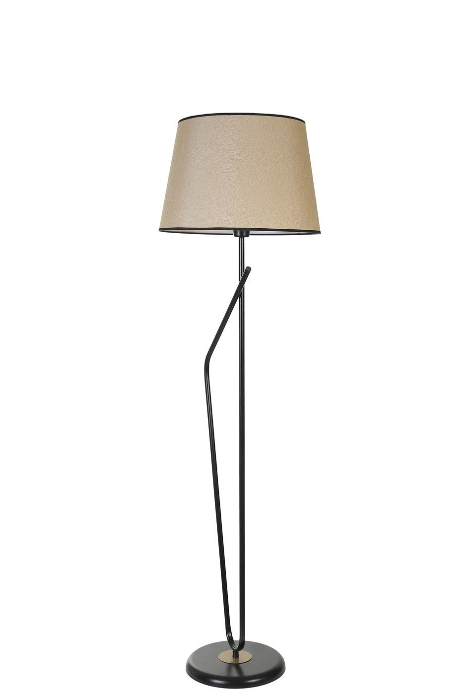 Candeeiro de Pé – 160 cm – Creme e Preto – Metal com Tecido