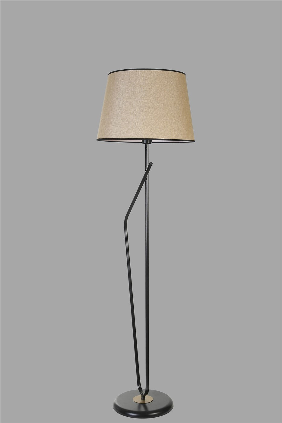 Candeeiro de Pé – 160 cm – Creme e Preto – Metal com Tecido